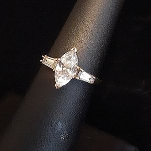 10k yellow gold ring cz marquise/baguettes sz7